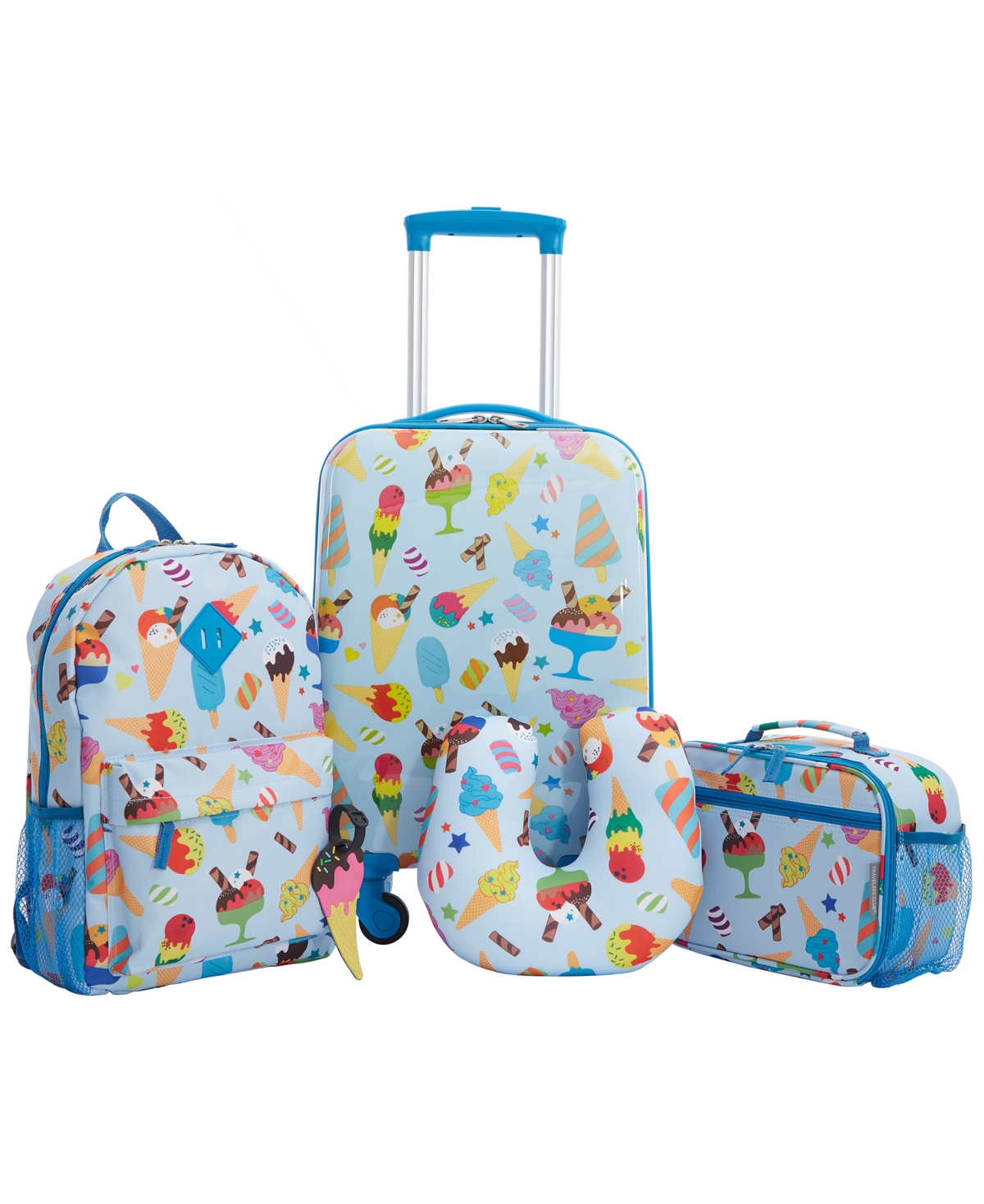 Travelers Club Kid's Hard Side Carry-on Spinner 5 Piece Luggage Set In Icecream