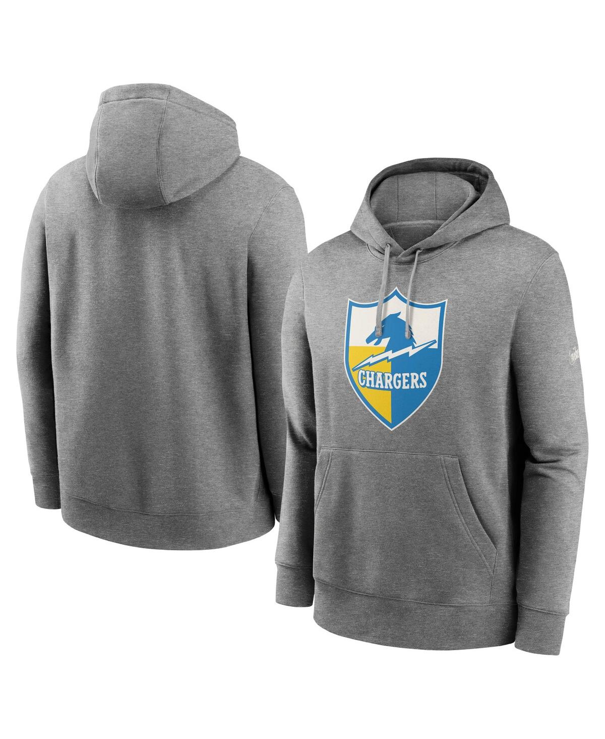 Men's NikeLos Angeles Chargers Rewind Club Fleece Pullover Hoodie - Heathered Gray