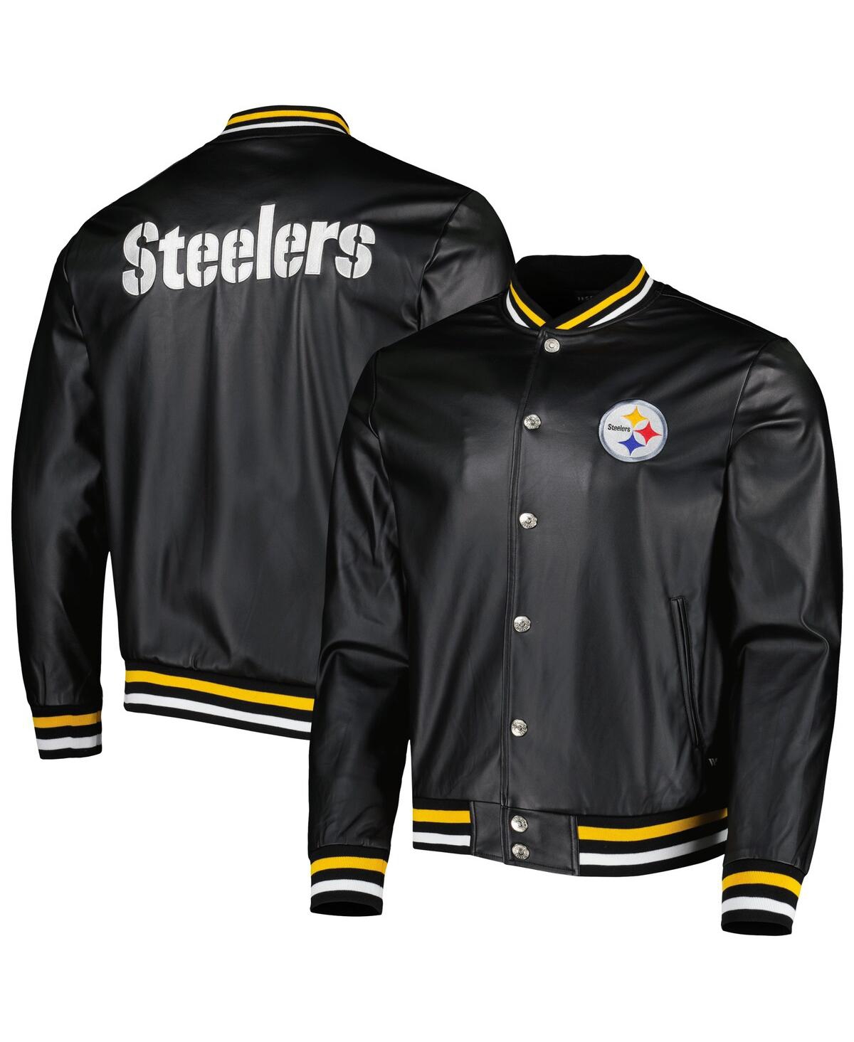 Shop The Wild Collective Men's  Black Pittsburgh Steelers Metallic Bomber Full-snap Jacket