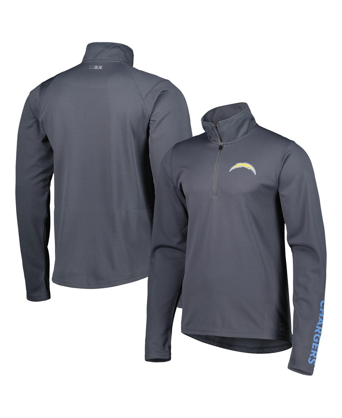 Msx By Michael Strahan Men's  Charcoal Los Angeles Chargers Quarter-zip Sweatshirt In Charcoal