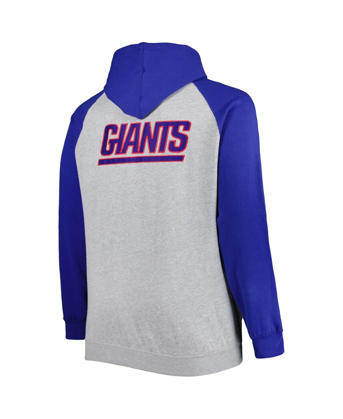 Shop Profile Men's Heather Gray New York Giants Big And Tall Fleece Raglan Full-zip Hoodie Jacket