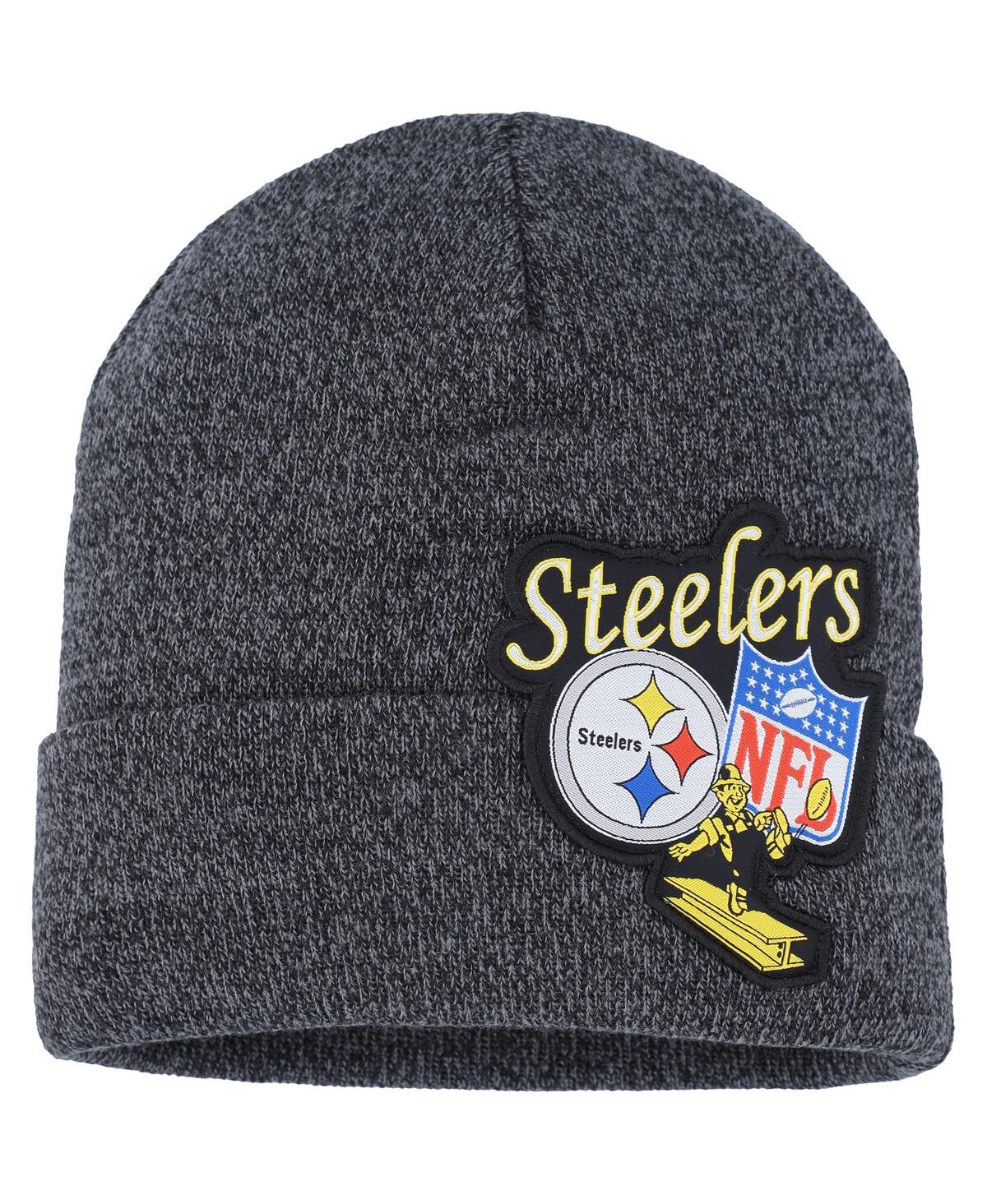 Mitchell & Ness Kids' Big Boys  Black Pittsburgh Steelers Xl Logo Cuffed Knit Hat