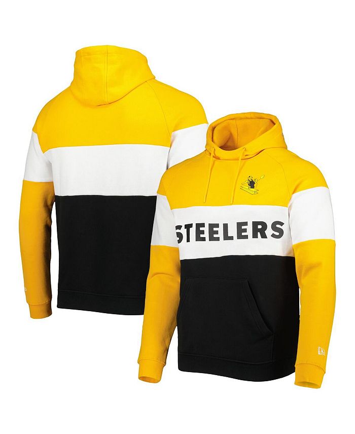 New Era Men's Black and Gold Pittsburgh Steelers Colorblock Throwback ...