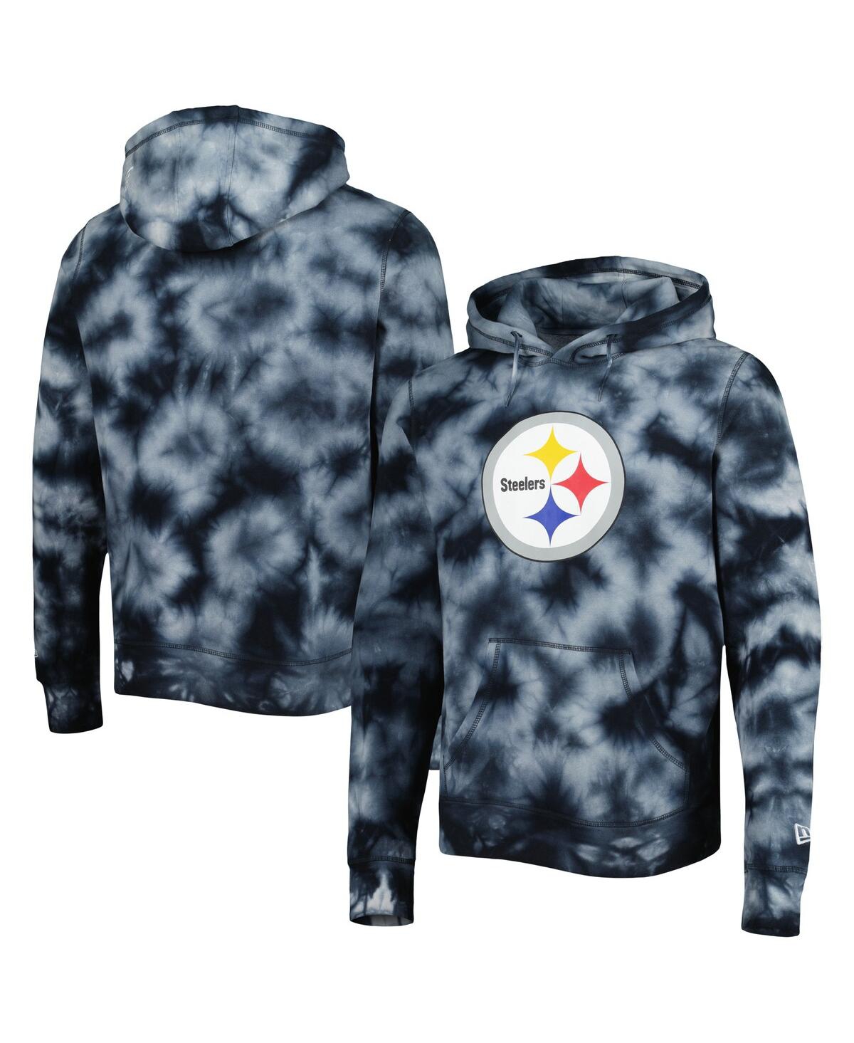Men's New EraPittsburgh Steelers Team Tie-Dye Pullover Hoodie - Black