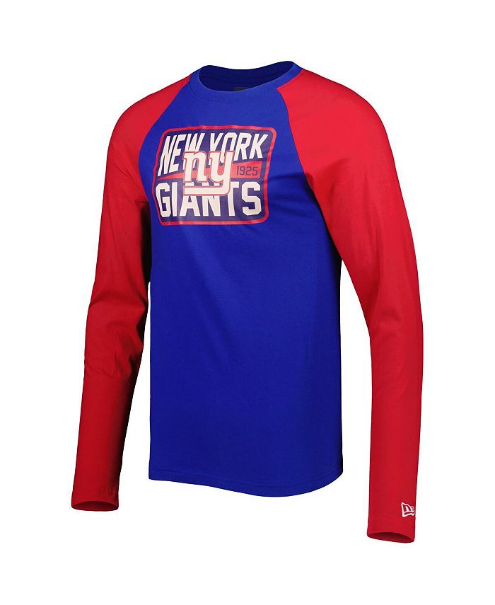 New Era Men's Royal New York Giants Current Raglan Long Sleeve Tshirt