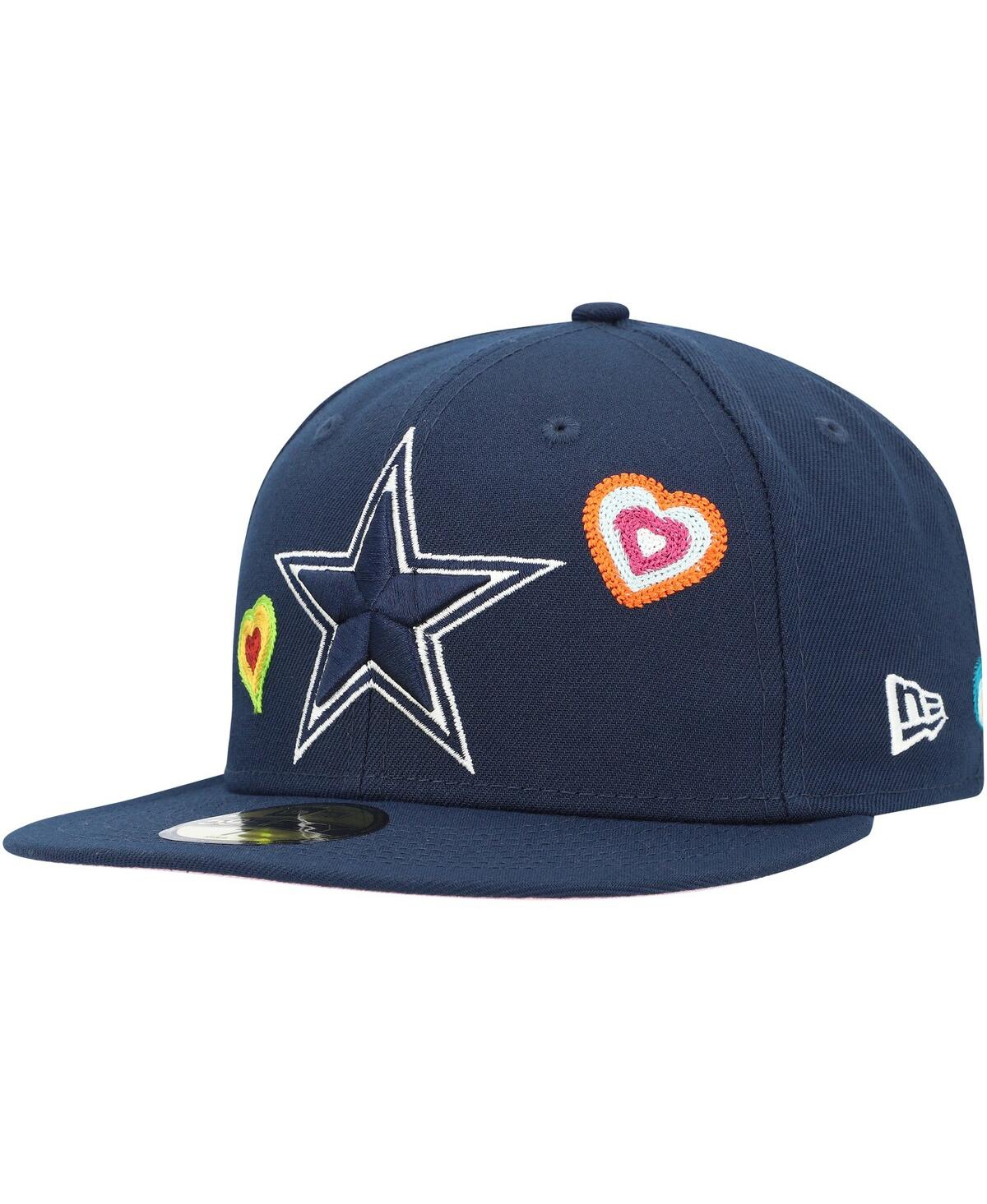 New Era Navy Dallas Cowboys Chain Stitch Heart 59fifty Fitted Hat In Navy
