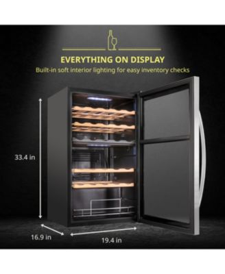 Freestanding Wine Refrigerator, 33 Bottle Dual Wine Cooler