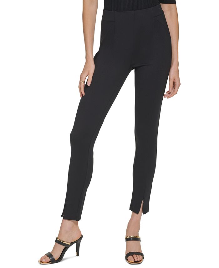 DKNY Women's Solid Zipper-Cuff Ponté-Knit Pull-On Pants - Macy's