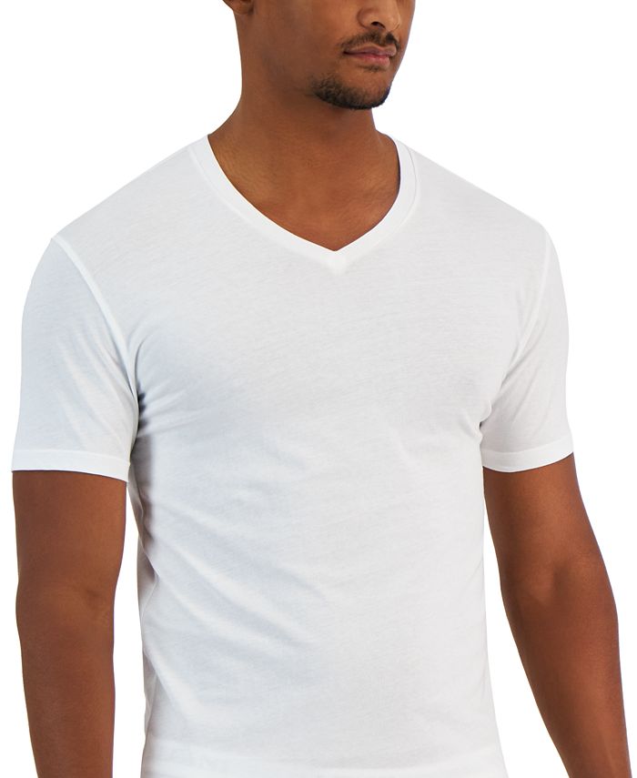 Alfani Men's 4-Pk. Slim-Fit Solid V-Neck Cotton T-Shirts, Created for ...