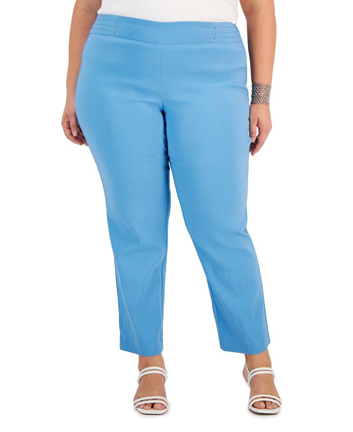 Jm Collection Plus Size Tummy Control Pull-on Slim-leg Pants, Created For  Macy's In Firewood