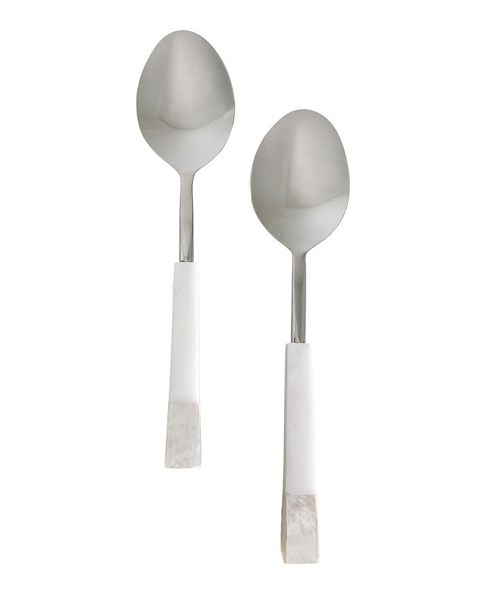 Anaya Home Mother of Pearl White Marble Serving Spoons Macy's