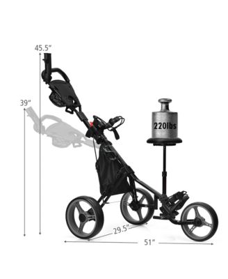 Folding 3 Wheels Golf Push Cart W/Seat Scoreboard Adjustable Handle