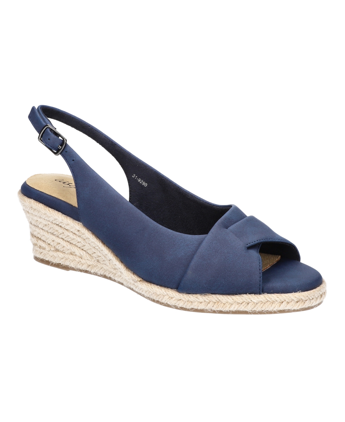 Easy Street Women's Devlin Espadrille Wedge Sandals In Navy - Manmade - Faux Leather