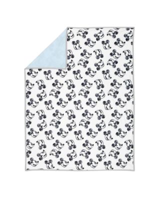 Disney Baby MICKEY MOUSE Baby Blanket - Blue/White Minky/Jersey