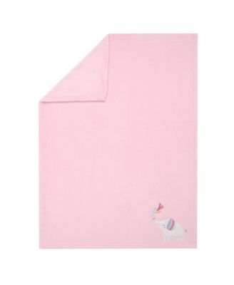 Elephant Dreams Appliqued Soft Fleece Baby Blanket - Pink