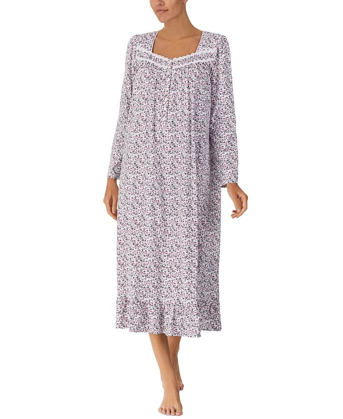 Eileen West Long Sleeve Long Knit Gown - Macy's