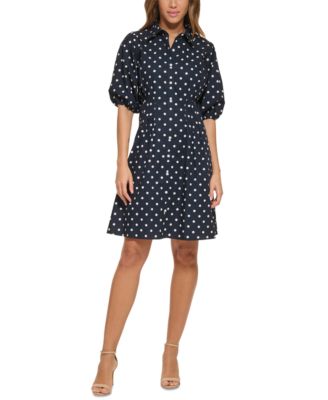Tommy Hilfiger - Women's Cotton Polka Dot Balloon-Sleeve Shirtdress