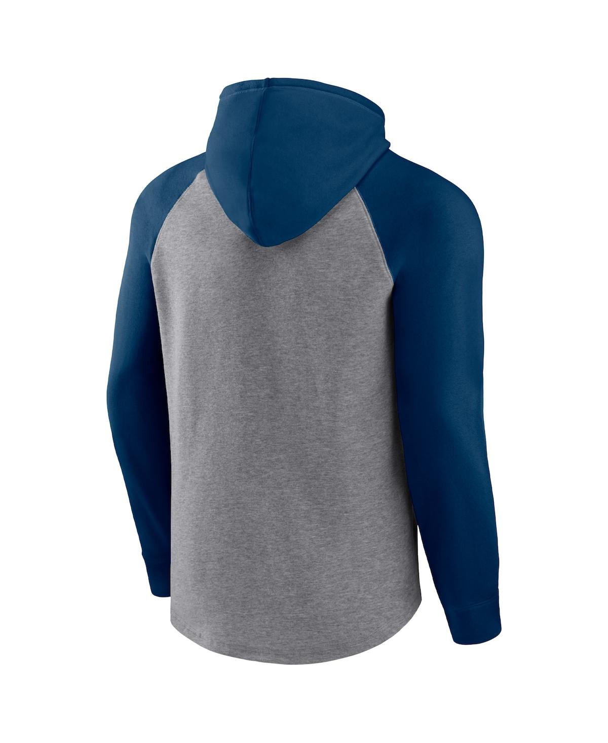 Fanatics Branded Heathered Gray/navy Chicago Bears By Design Raglan Pullover Hoodie In Heathered Gray,navy