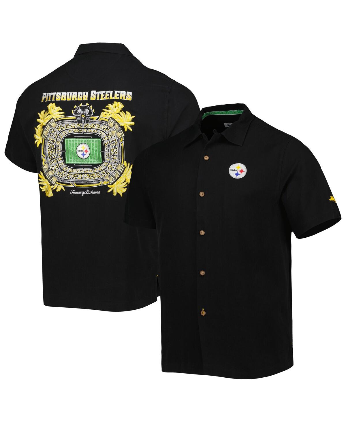 Men's Tommy BahamaPittsburgh Steelers Top of Your Game Camp Button-Up Shirt - Black