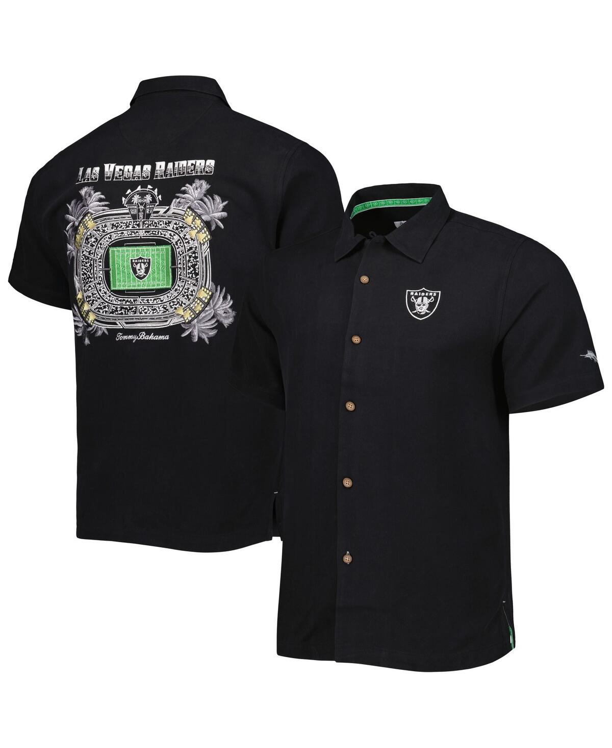 Shop Tommy Bahama Men's  Black Las Vegas Raiders Top Of Your Game Camp Button-up Shirt