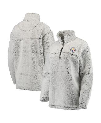 Women's Gray Pittsburgh Steelers Sherpa Quarter-Zip Pullover