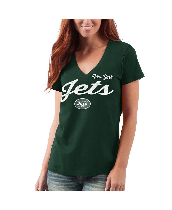Women's New York Jets G-III 4Her by Carl Banks Green Post Season Long  Sleeve V-Neck T-Shirt