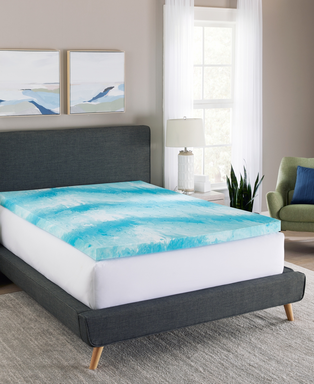 Shop Prosleep Cooling Gel Swirl 3" Memory Foam Mattress Topper, King In White,blue