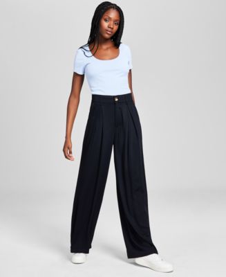 And Now This Women's Pleat-Front Wide-Leg Soft Pants - Macy's