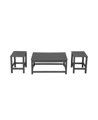 3-Piece Outdoor Patio Adirondack Coffee Table and Side Table Set