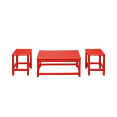 3-Piece Outdoor Patio Adirondack Coffee Table and Side Table Set