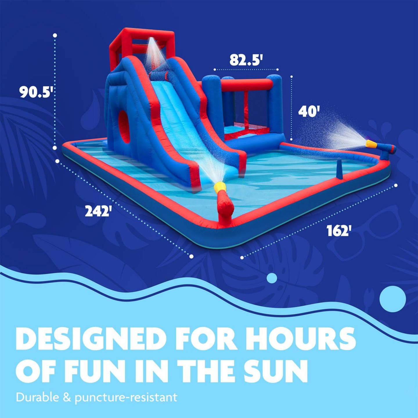 Детская игрушка Sunny & Fun Inflatable Water Slide with Bounce House & Splash Pool, Puncture-Resistant, Ages 3+, цвет: Синий — фото 2