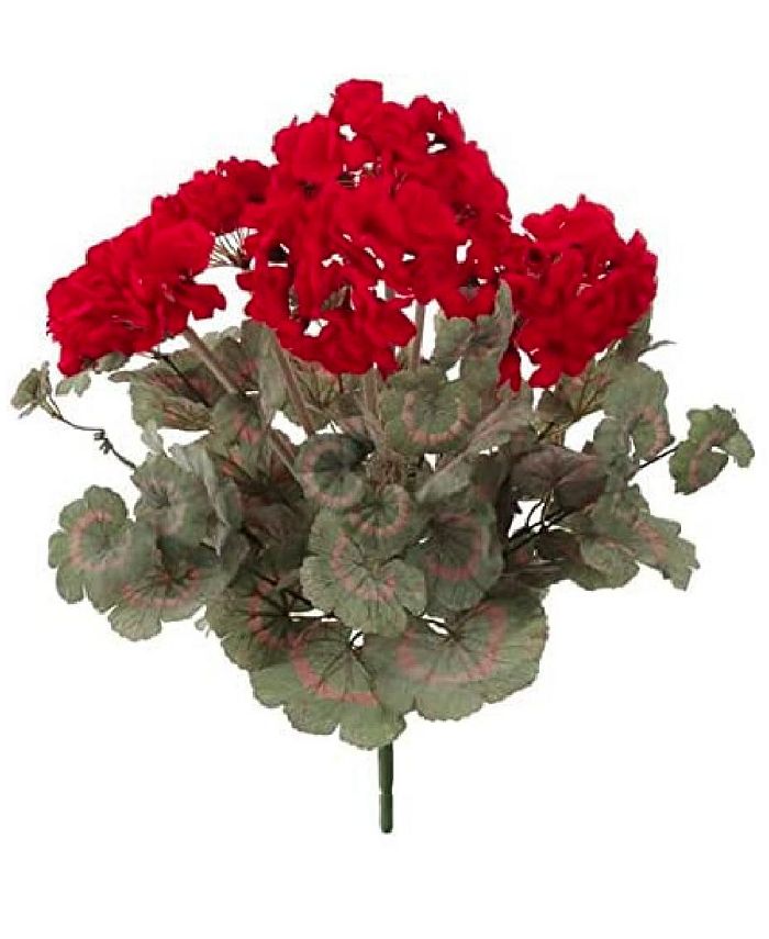 Floral Home Red Artificial Geranium Flower Bush | UV Resistant ...