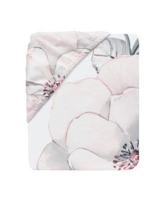 Signature Botanical Baby Watercolor Floral Cotton Crib Sheet- White