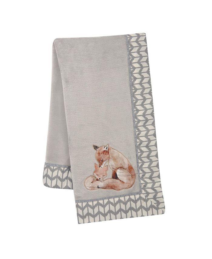 Lambs & Ivy Painted Forest Fox Coral Fleece Baby Blanket Gray Macy's