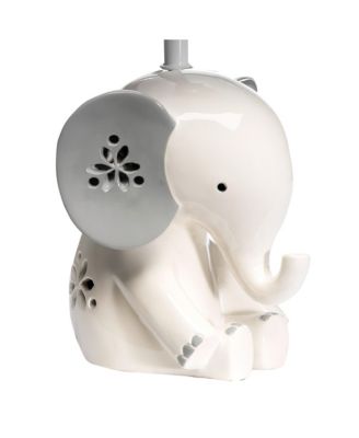 Happy Jungle White/Grey Elephant Nursery Lamp with Shade & Bulb