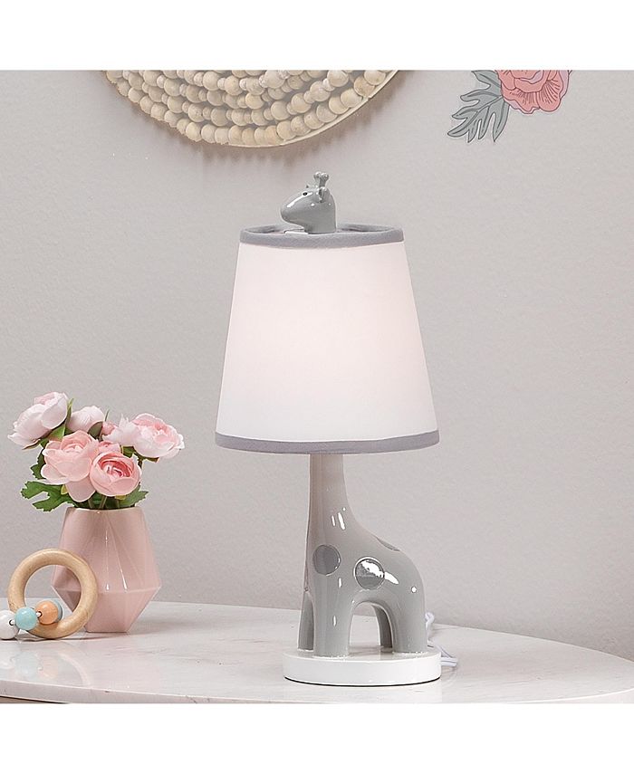 Lambs & Ivy Giraffe and a Half Gray/White Nursery Lamp with Shade and