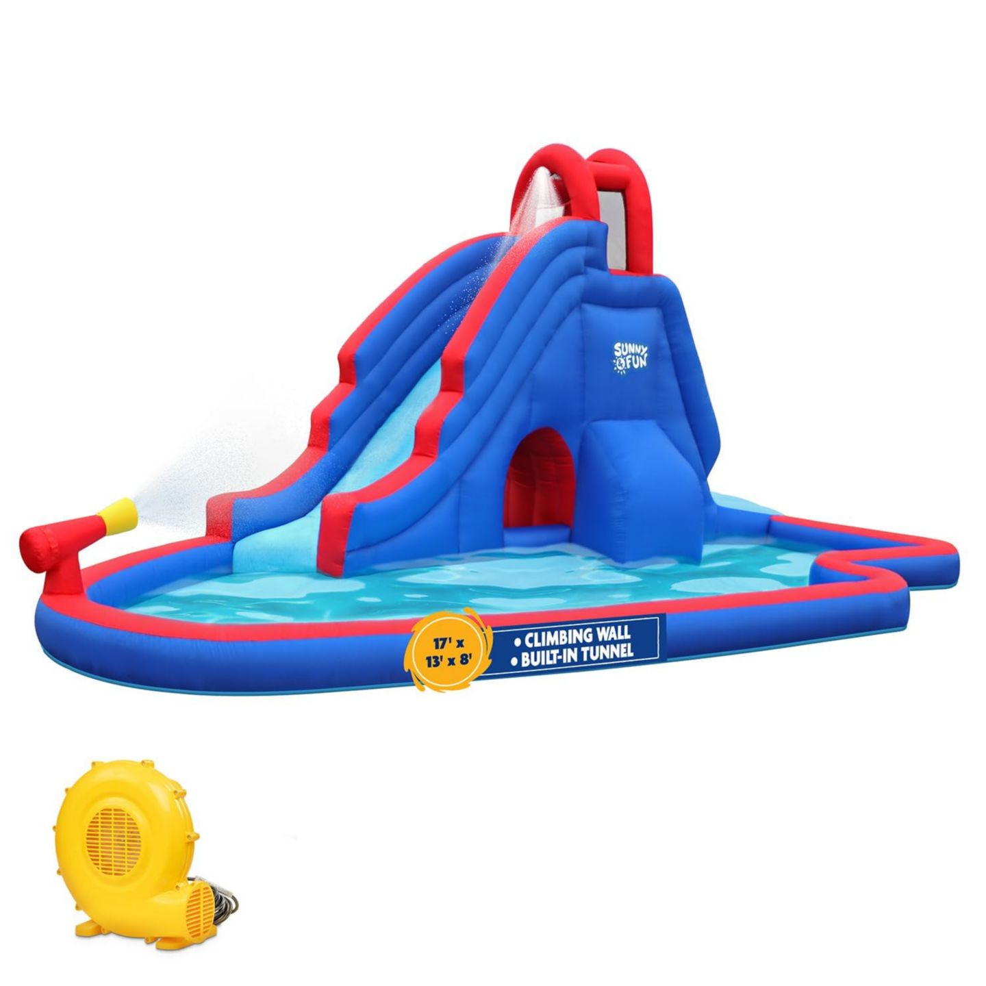 Детская игрушка Sunny & Fun Slide 'N Spray Nylon Inflatable Bounce Water Slide & Pool, For Up to 3 Children, Ages 3+, цвет: Синий — фото 1