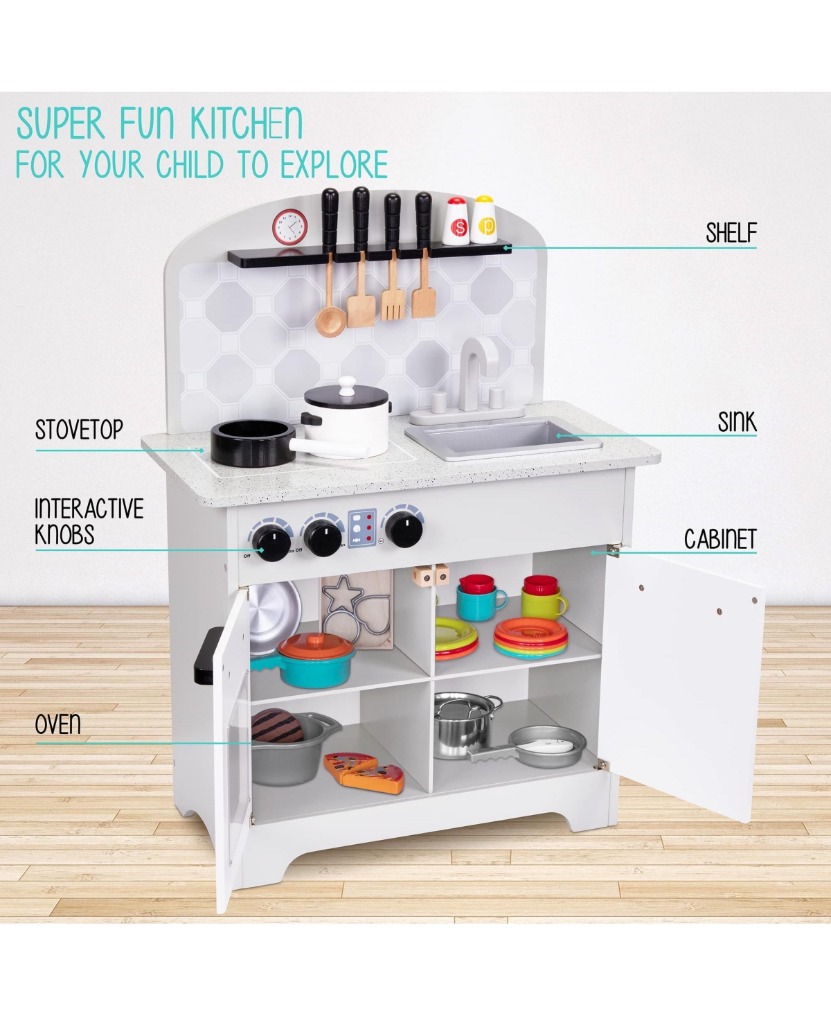 Ivation Lil' Jumbl Kitchen Set for Kids, Kids Kitchen Playset with Accesories