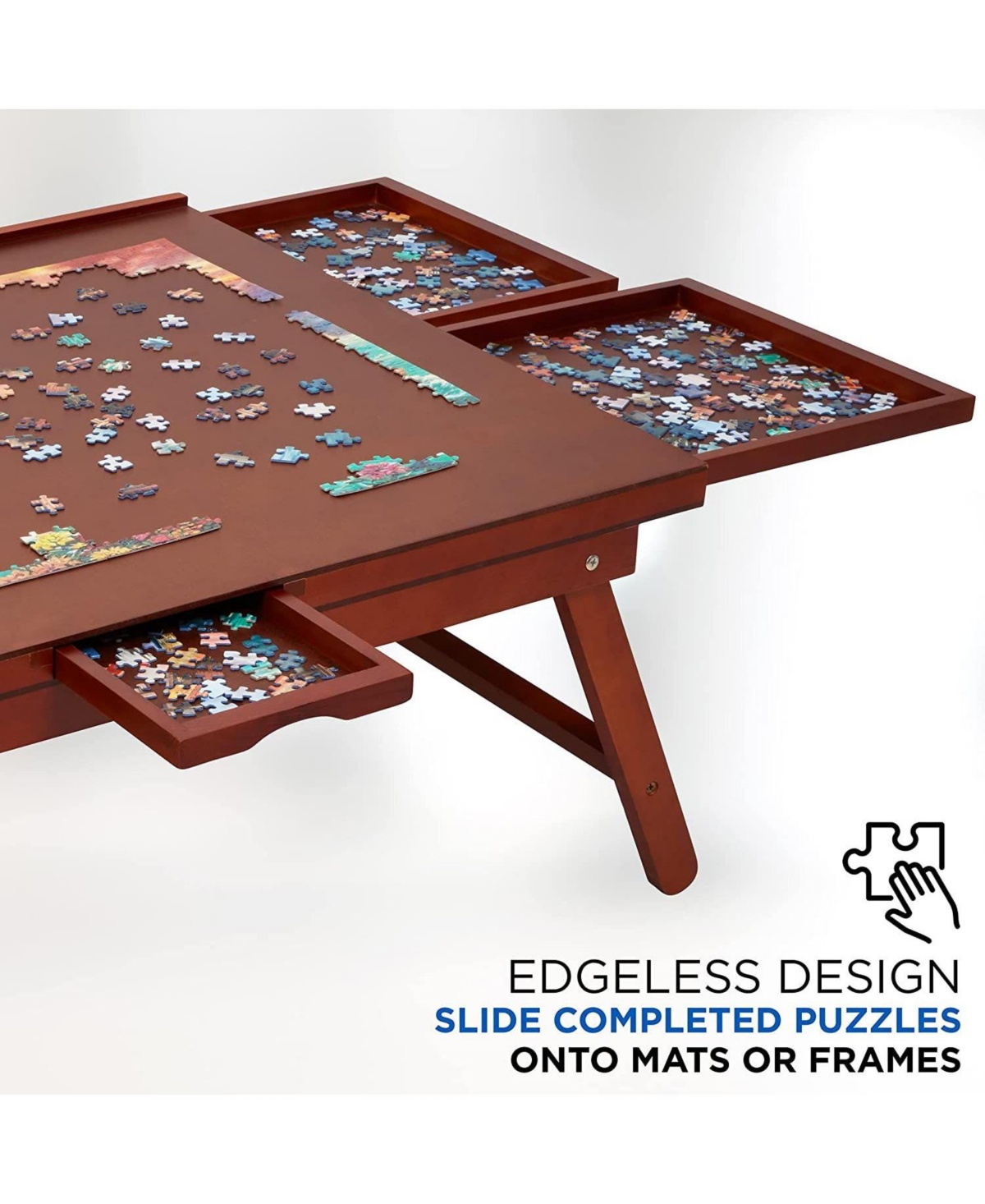 Jumbl 1500pc Puzzle Board 23”x31” Wooden Puzzle Table w/Legs & Mat