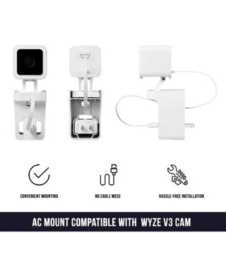 AC Outlet Wall Mount Bracket for Wyze Cam V3 Security Camera (White)