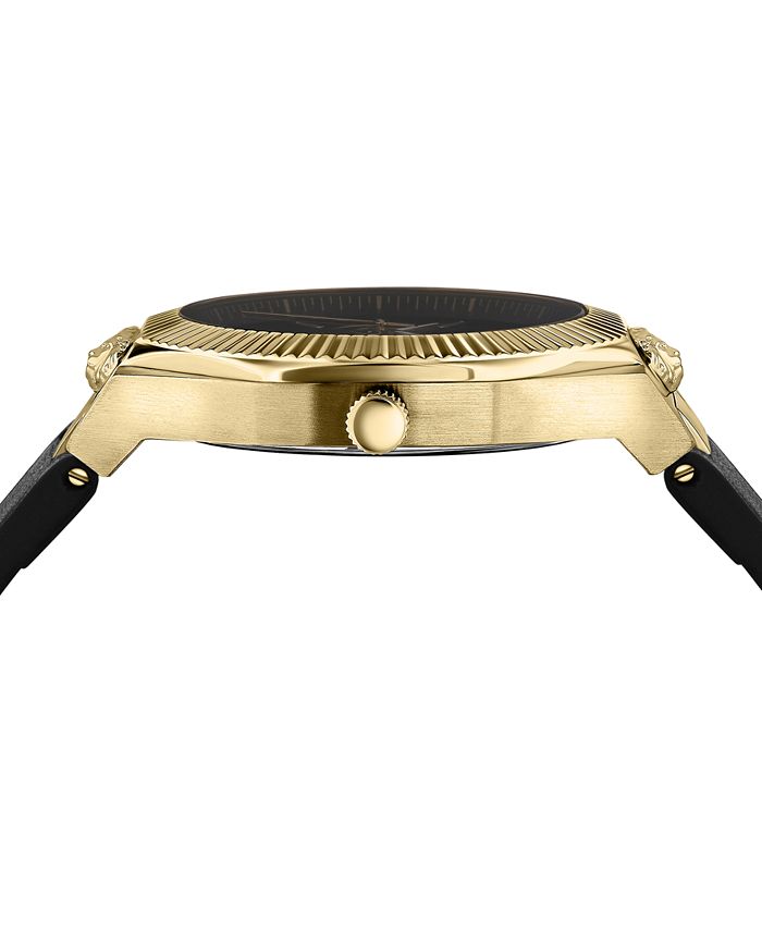 Versus Versace Men's Echo Park Black Leather Strap Watch 42mm - Macy's
