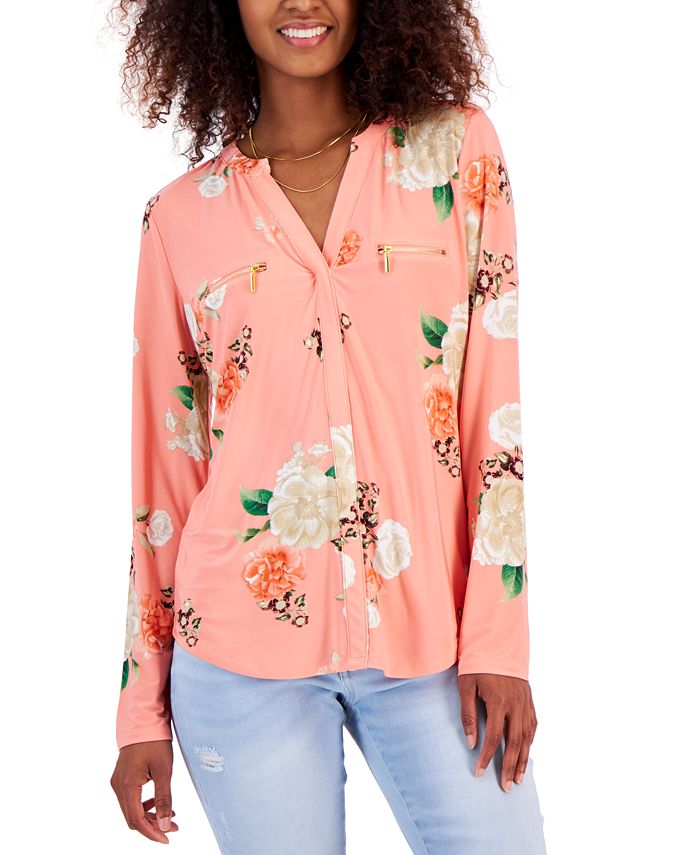 Macy's inc long discount sleeve tops