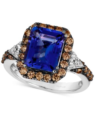 Le Vian - Couture Blueberry Tanzanite (3 ct. t.w.), Chocolate Diamonds (5/8 ct. t.w.) & Nude Diamonds (1/10 ct. t.w.) Square Halo Ring in Platinum