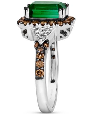 Couture Hunters Green Tourmaline (2-1/4 ct. t.w.), Chocolate Diamonds (5/8 ct. t.w.) & Nude Diamonds (1/5 ct. t.w.) Square Halo Ring in Platinum
