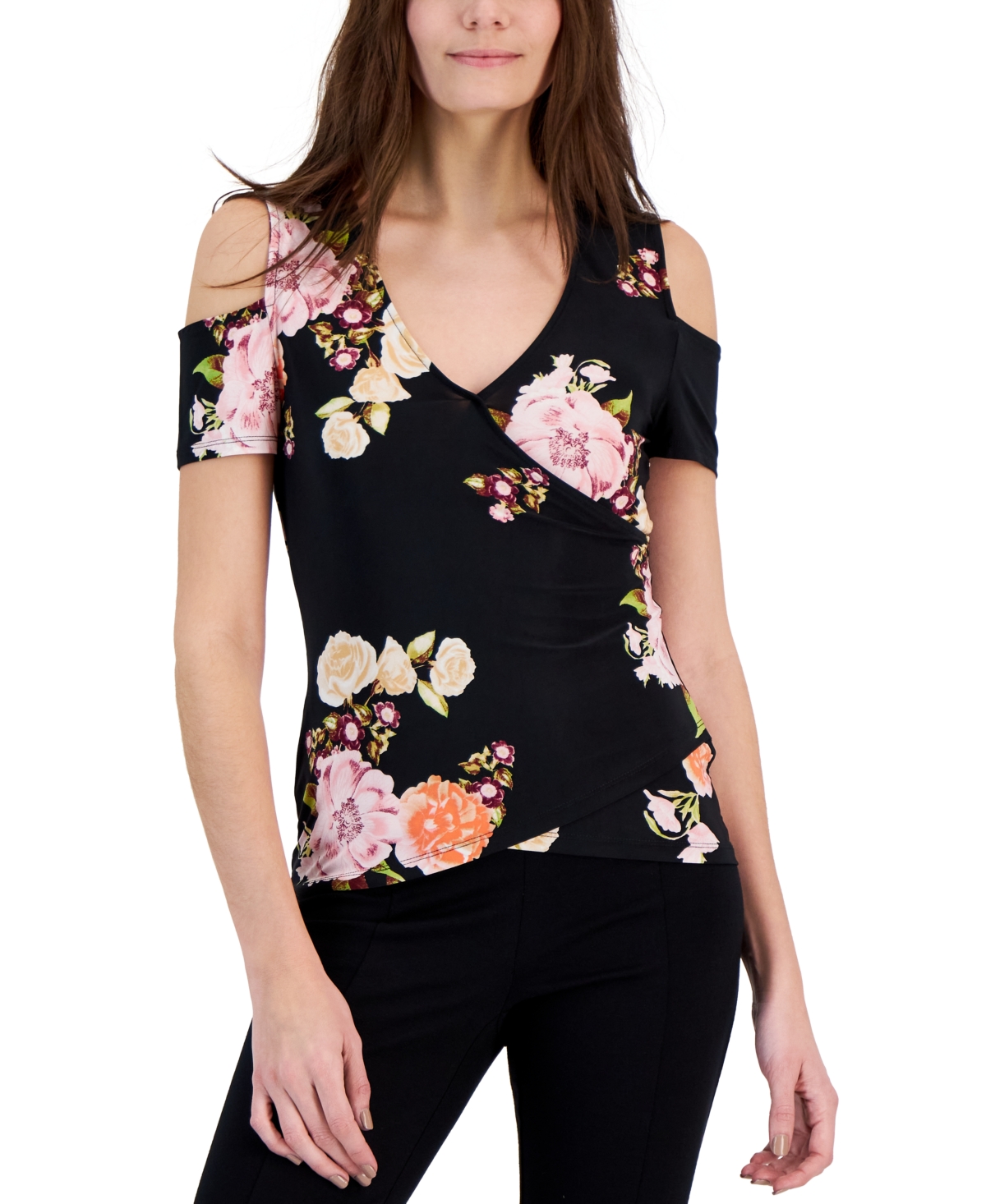 Inc International Concepts Women s Cold shoulder V neck Top Created For Macy s In Jada Garden B ModeSens