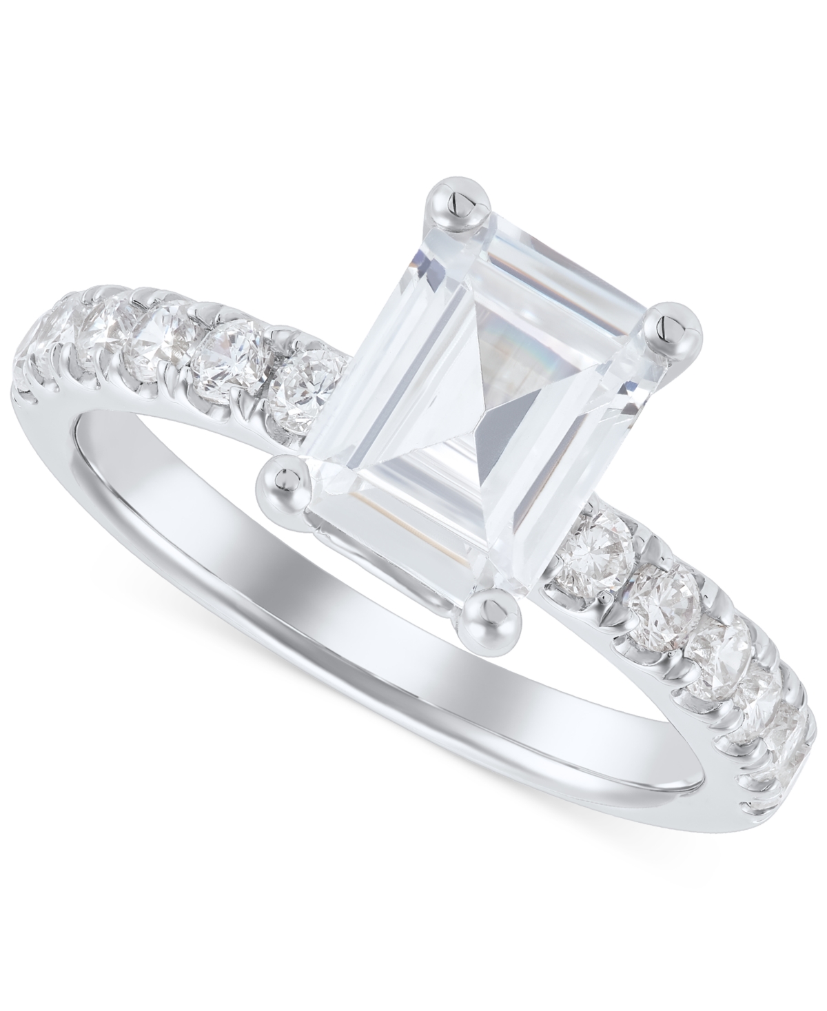 Igi Certified Lab Grown Diamond Emerald-Cut Engagement Ring (3 ct. t.w.) in 14k White Gold - White Gold
