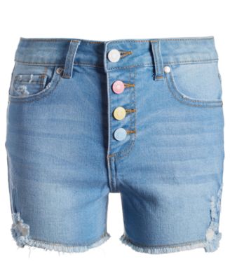 Gogo Jeans Big Girls High-Rise Rainbow Button Denim Shorts 