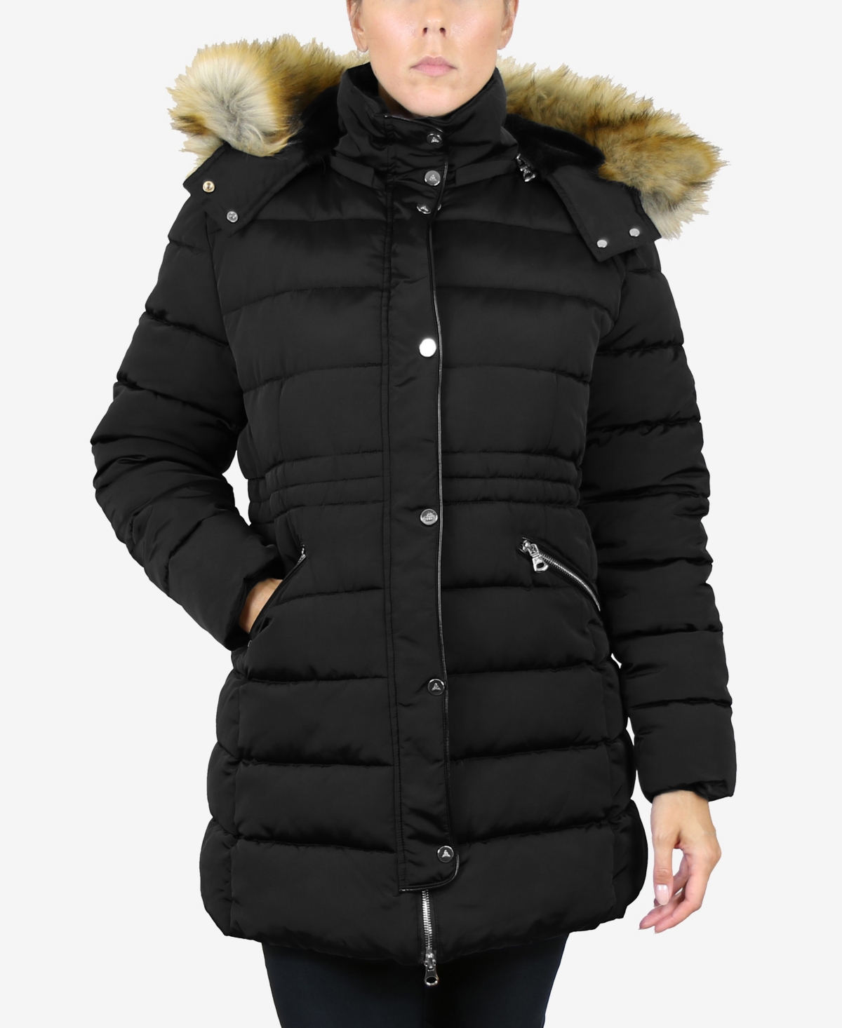 GALAXY BY HARVIC WOMEN'S HEAVYWEIGHT PARKA COAT WITH DETACHABLE FAUX FUR HOOD
