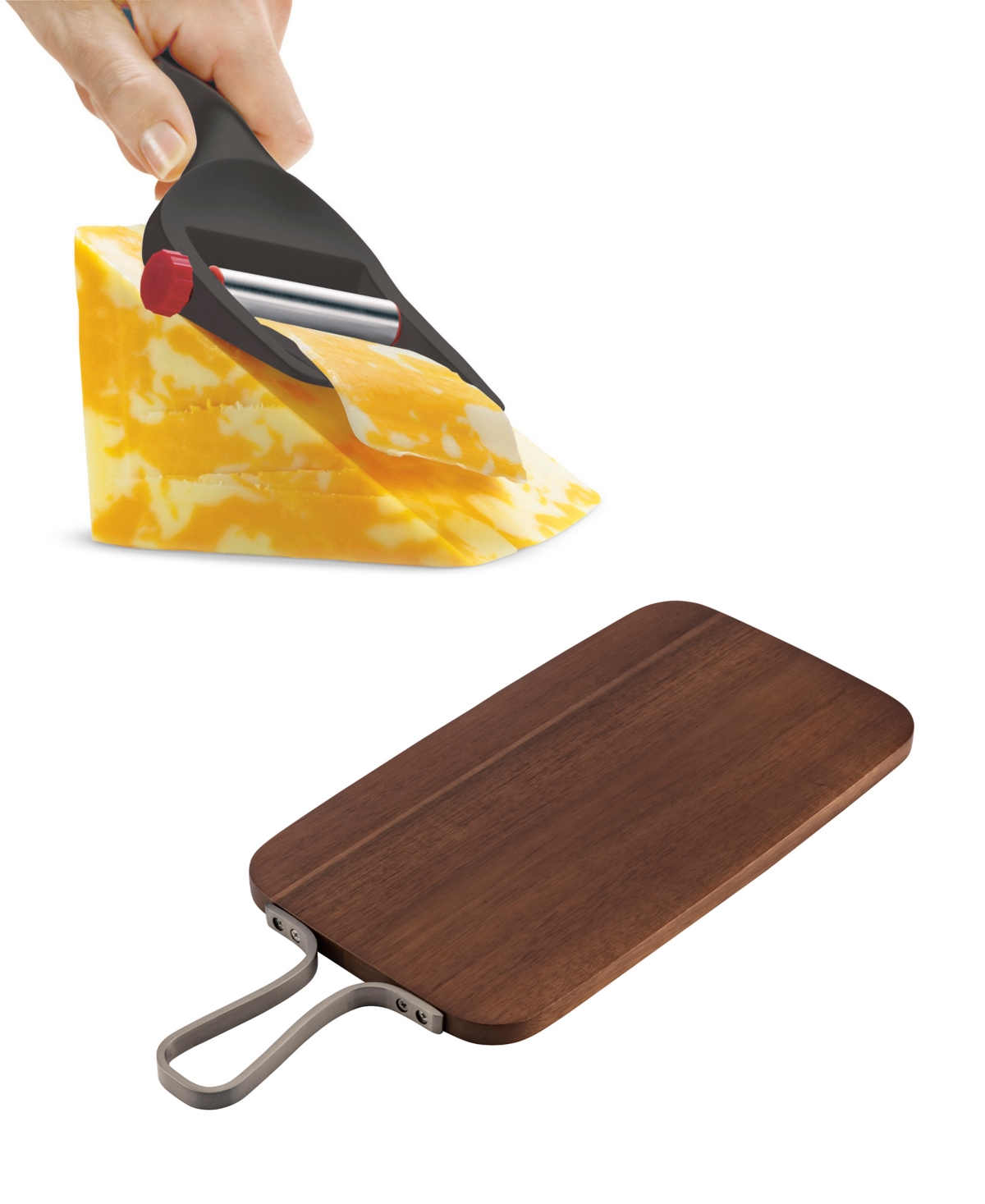 Cuisipro Cheese Slicer and Acacia Wood Serving Board Set, 2 Piece - Black