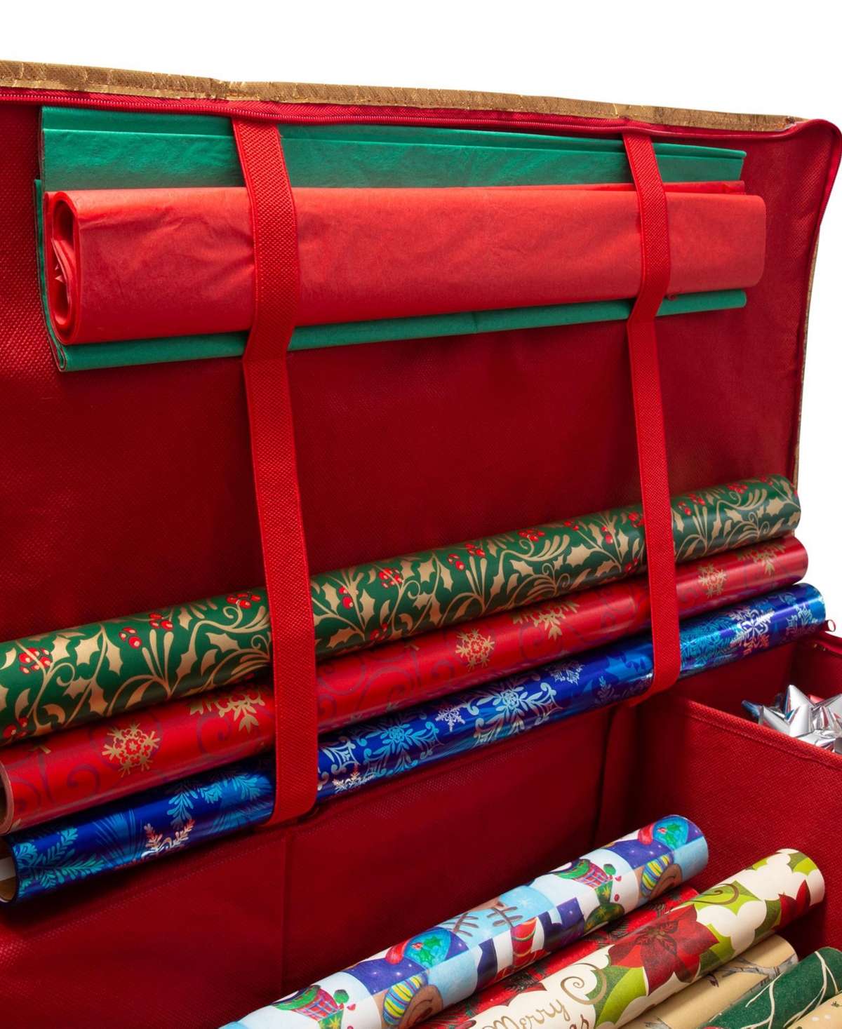Simplify Holiday Gift Wrap Storage Tote In Red